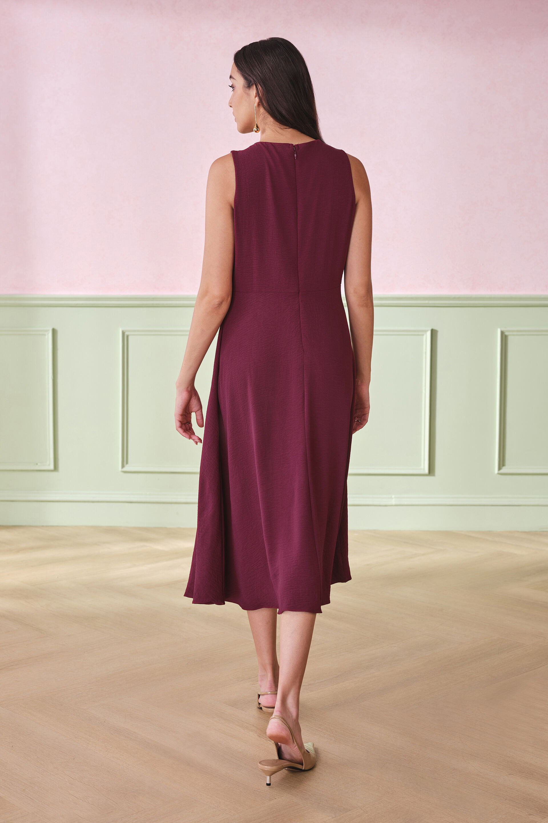 Rumba Maroon Midi Dress, Maroon, image 6